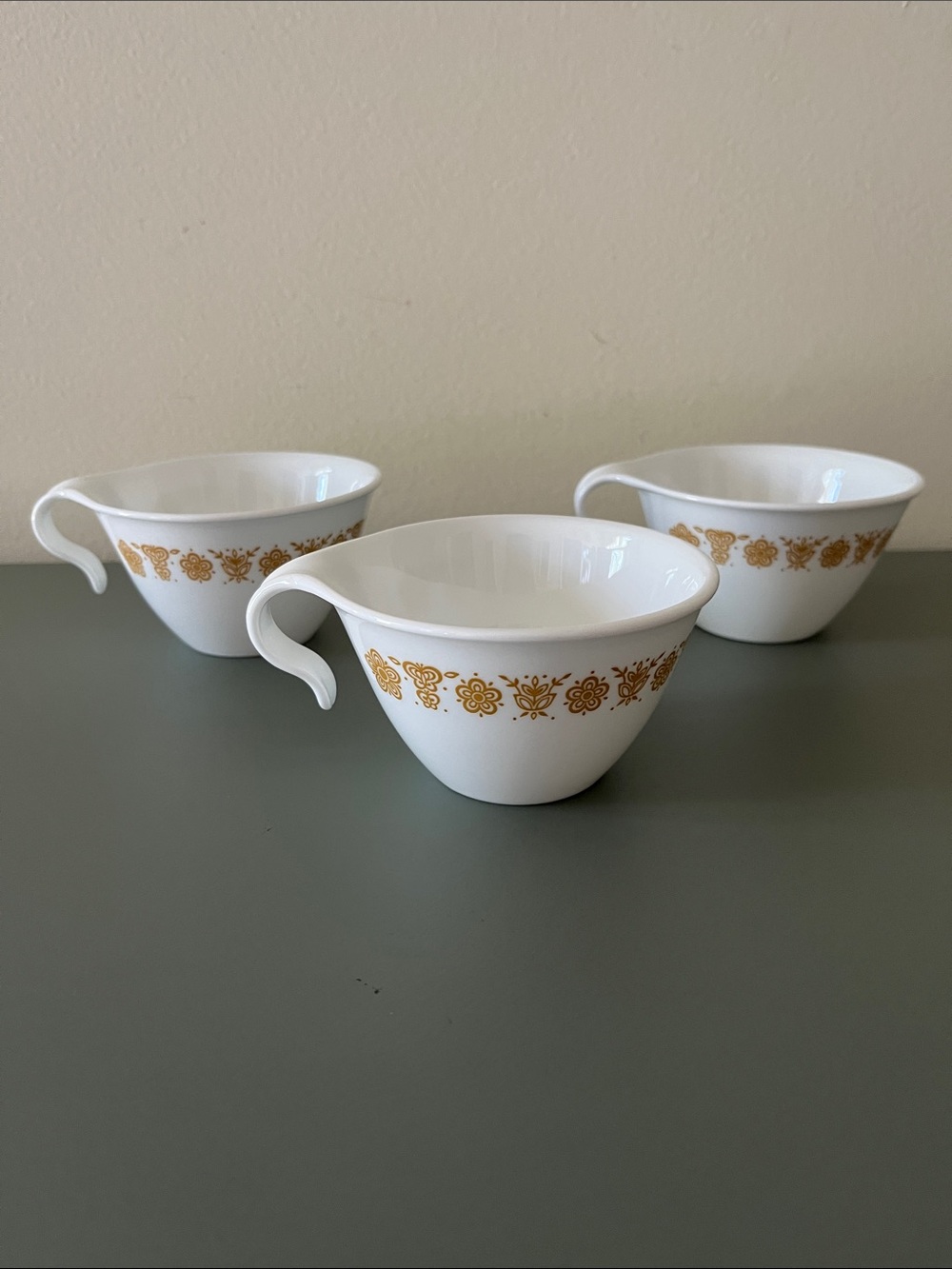 Vintage Corelle Butterfly Gold Tea Cups - Set of 3
